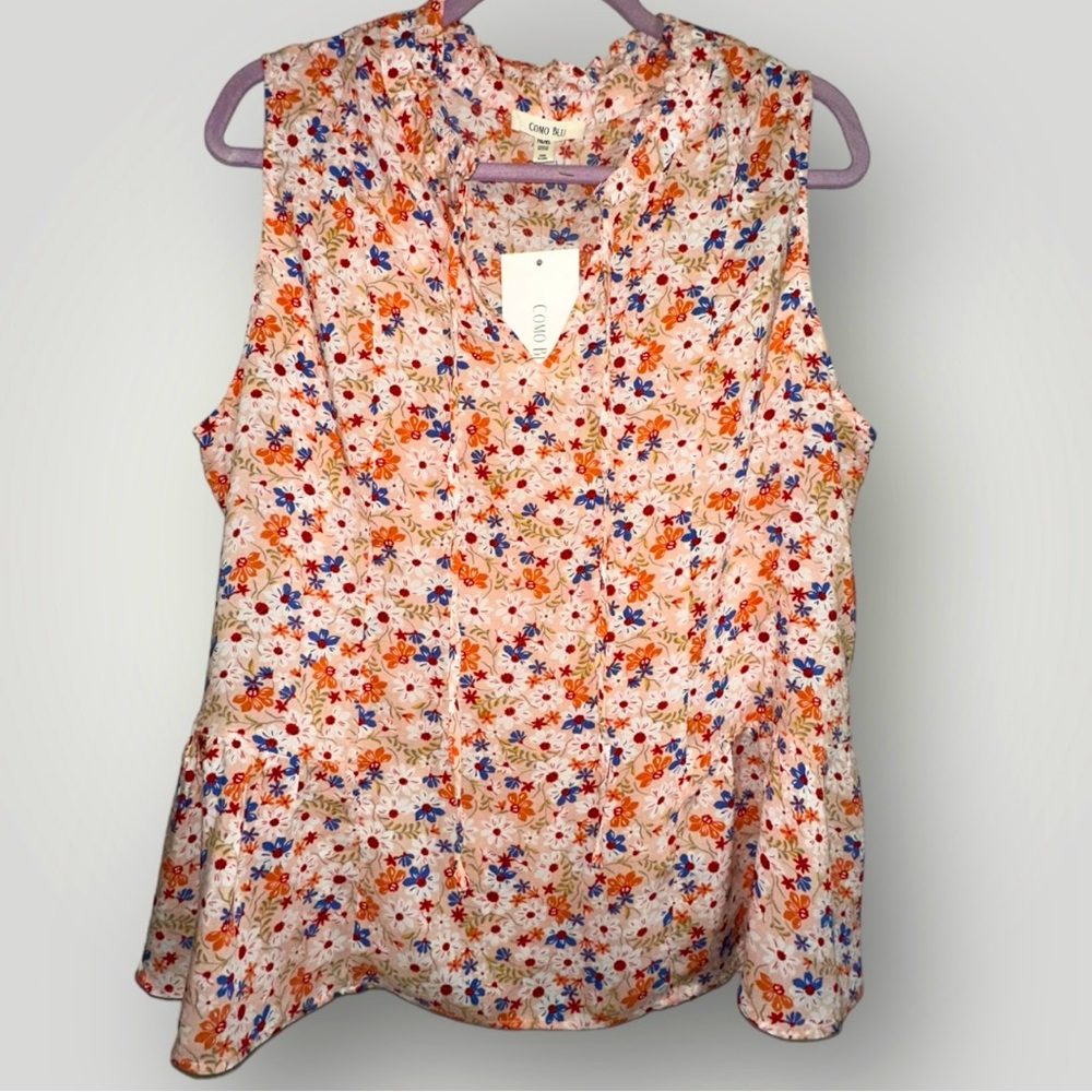 *NWT* Adorable Floral Sleeveless Tie Up Top -‎ Size XL